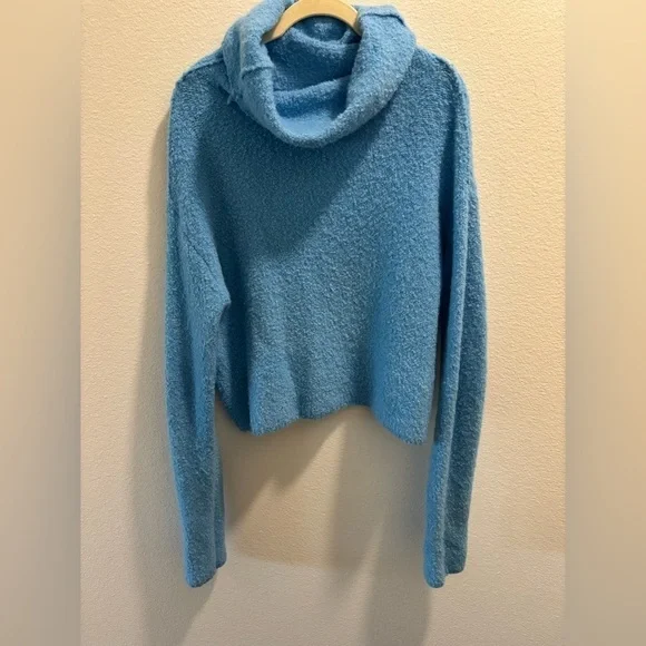 Free People Women's Stormy Cowl Neck Pullover, Size M, Blue - Picture 7 of 10